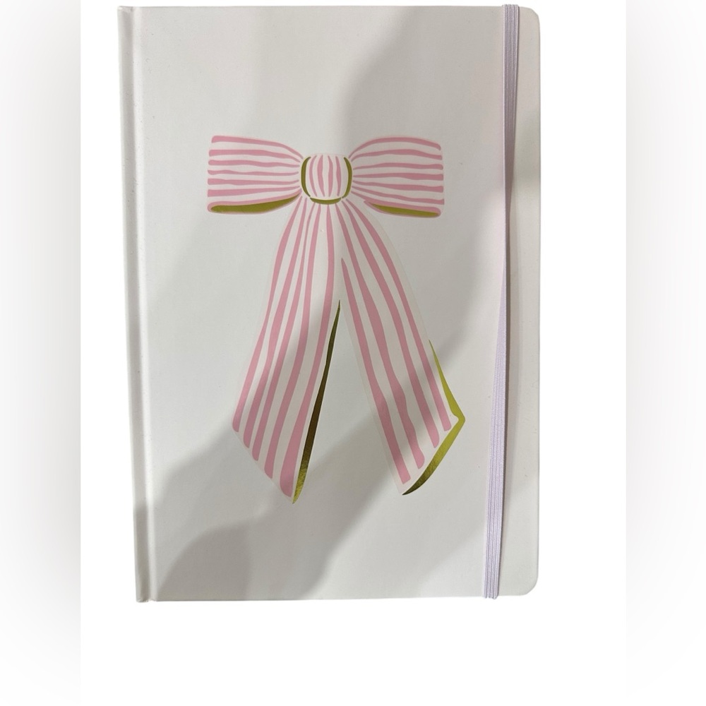 Elegant White journal with Pink Bow Design